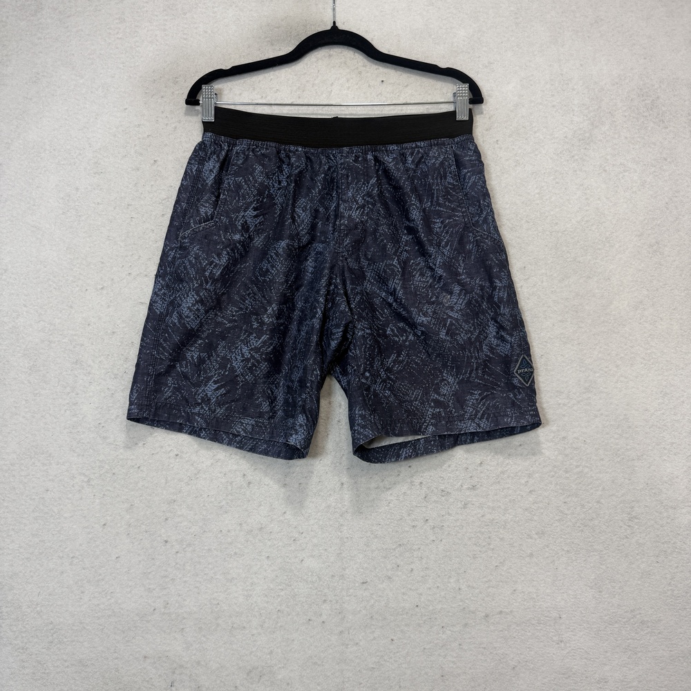 PrAna Shorts Mens 34 Blue Geometric Quick Dry Elastic Waist 9 Inch Athletic